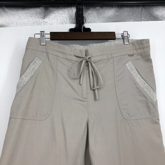 St John grey / nude drawstring waist lightweight track pants pockets size 12 - Picture 7 of 15